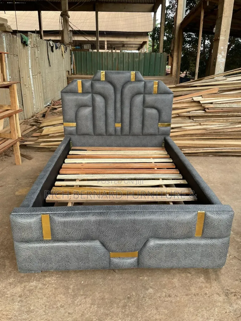 Luxury Grey Double Bed Frame