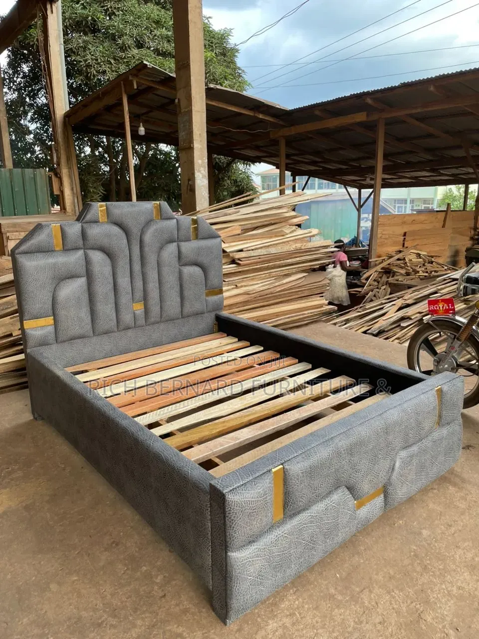 Luxury Grey Double Bed Frame