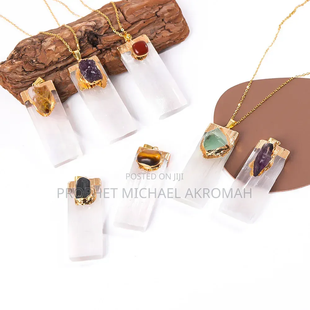 Natural Crystal Selenite Pendant Necklaces