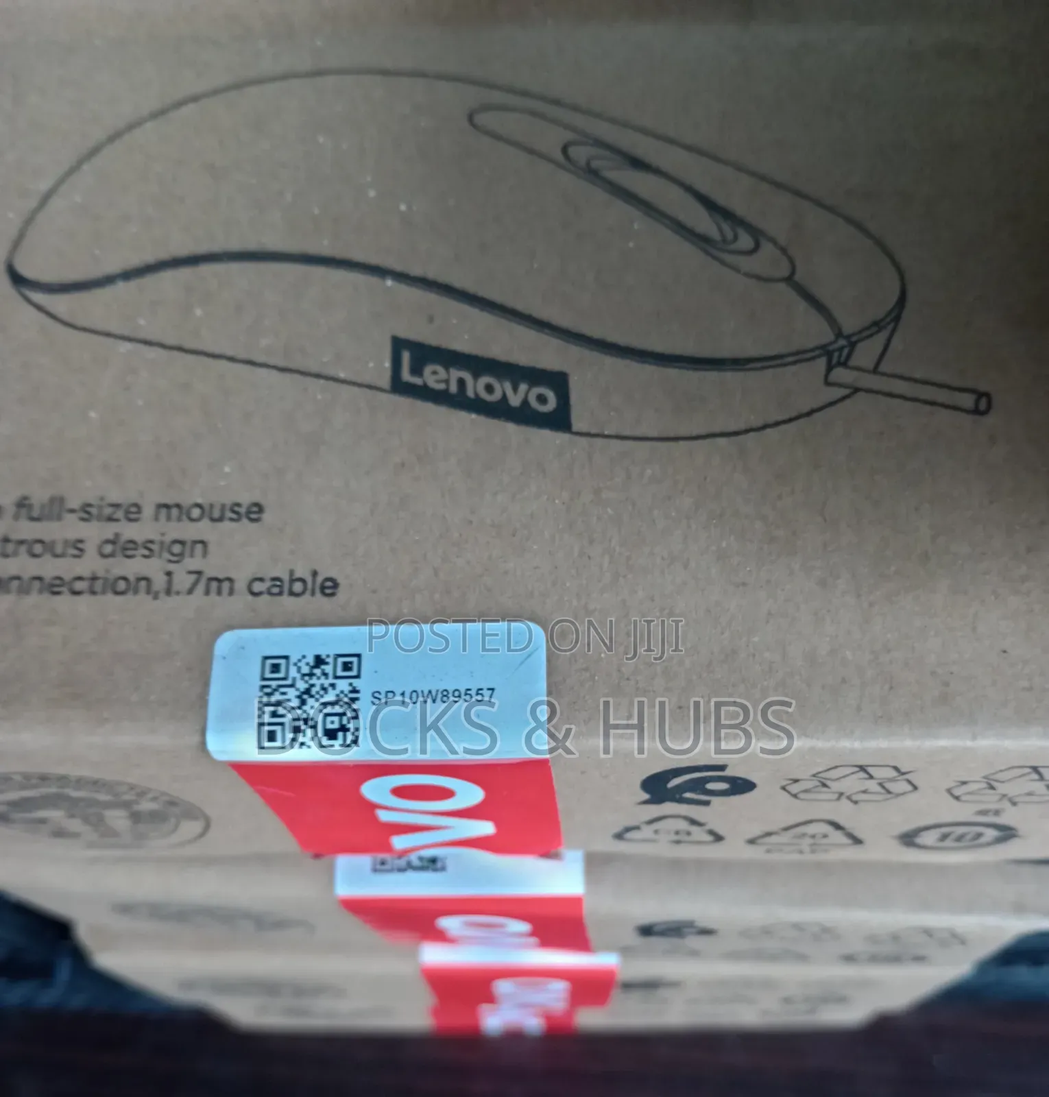 Lenovo 100 Usb-a Wired Computer Mouse Model Sm-1035 Slim Grip