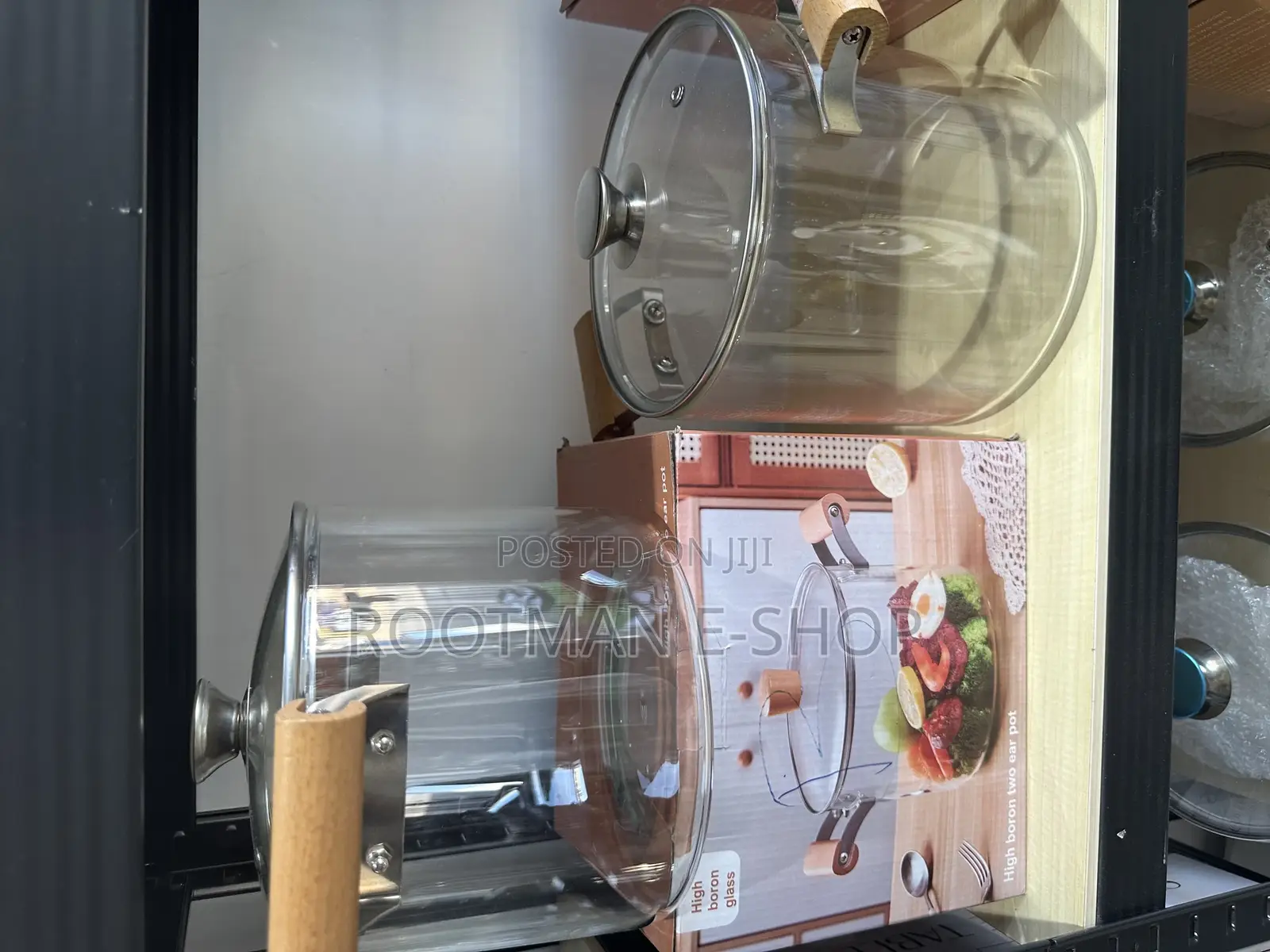 Glass Cooking Pot,Clear Pots for Cooking Wooden Double Handles