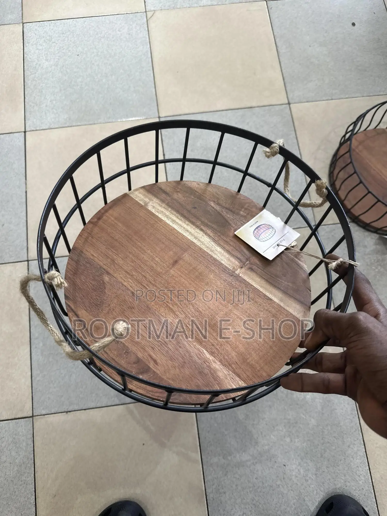Wire Baskets With Wooden Base And Handles