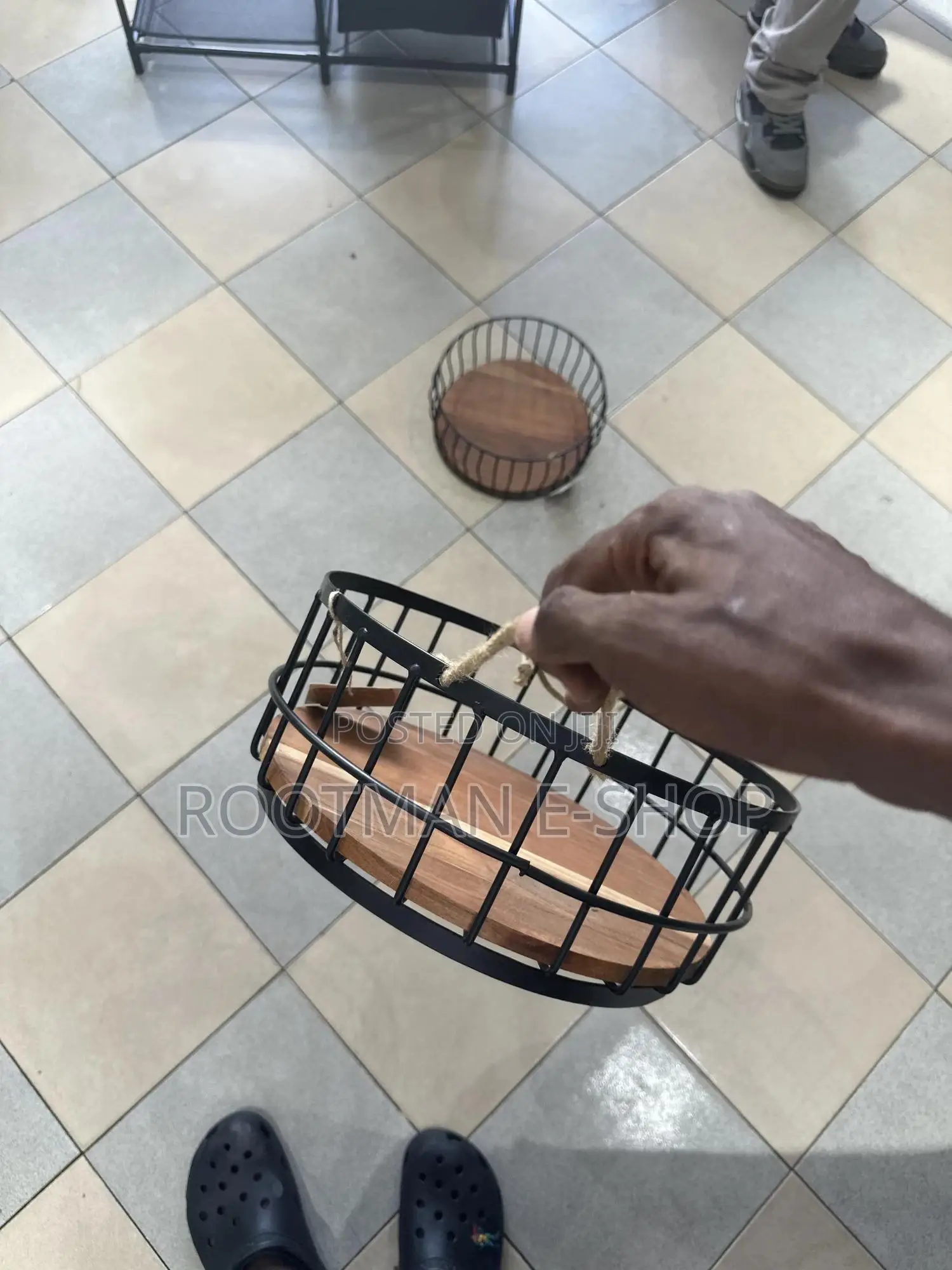 Wire Baskets With Wooden Base And Handles