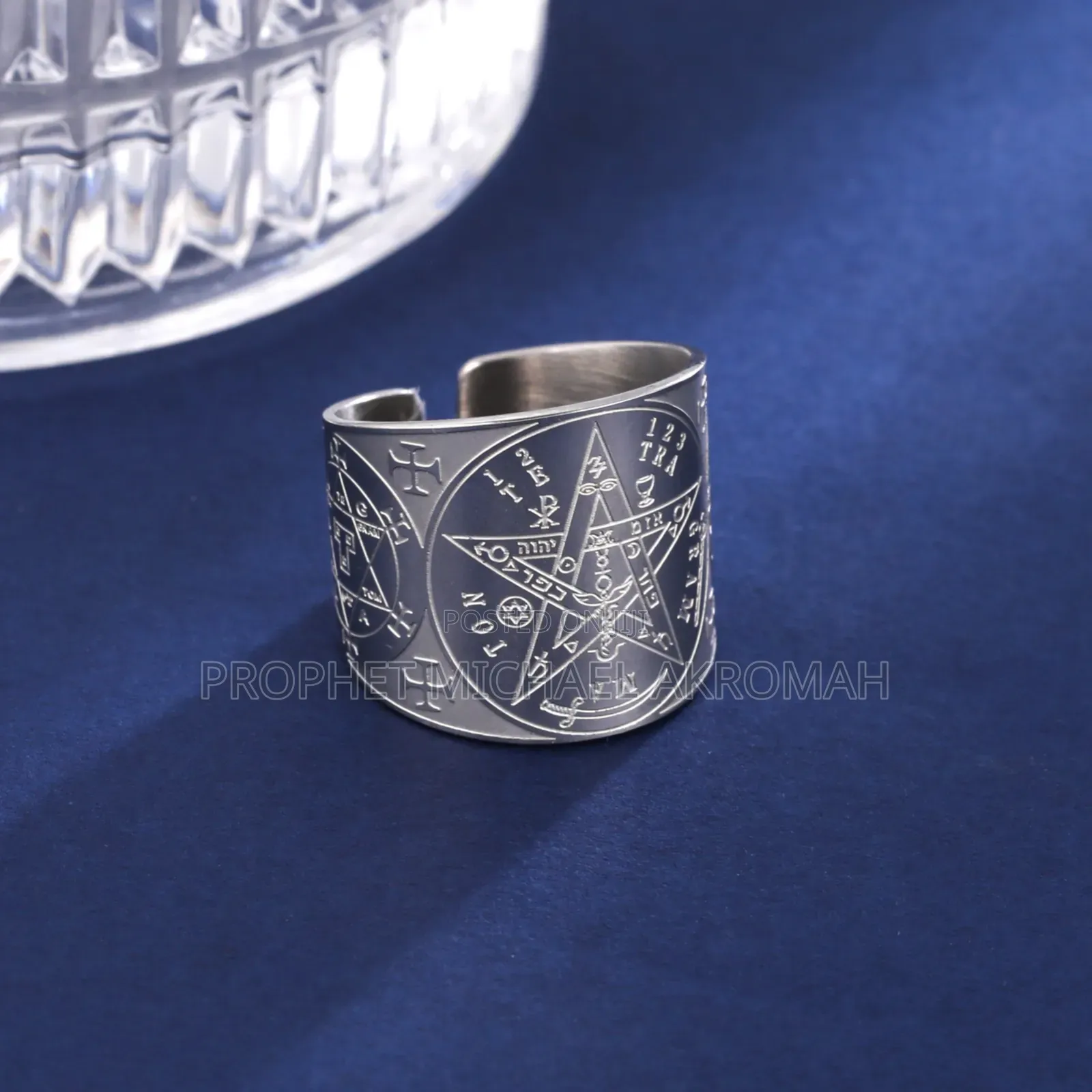 Tetragramaton Ring Amulet Gold and Silver Colour
