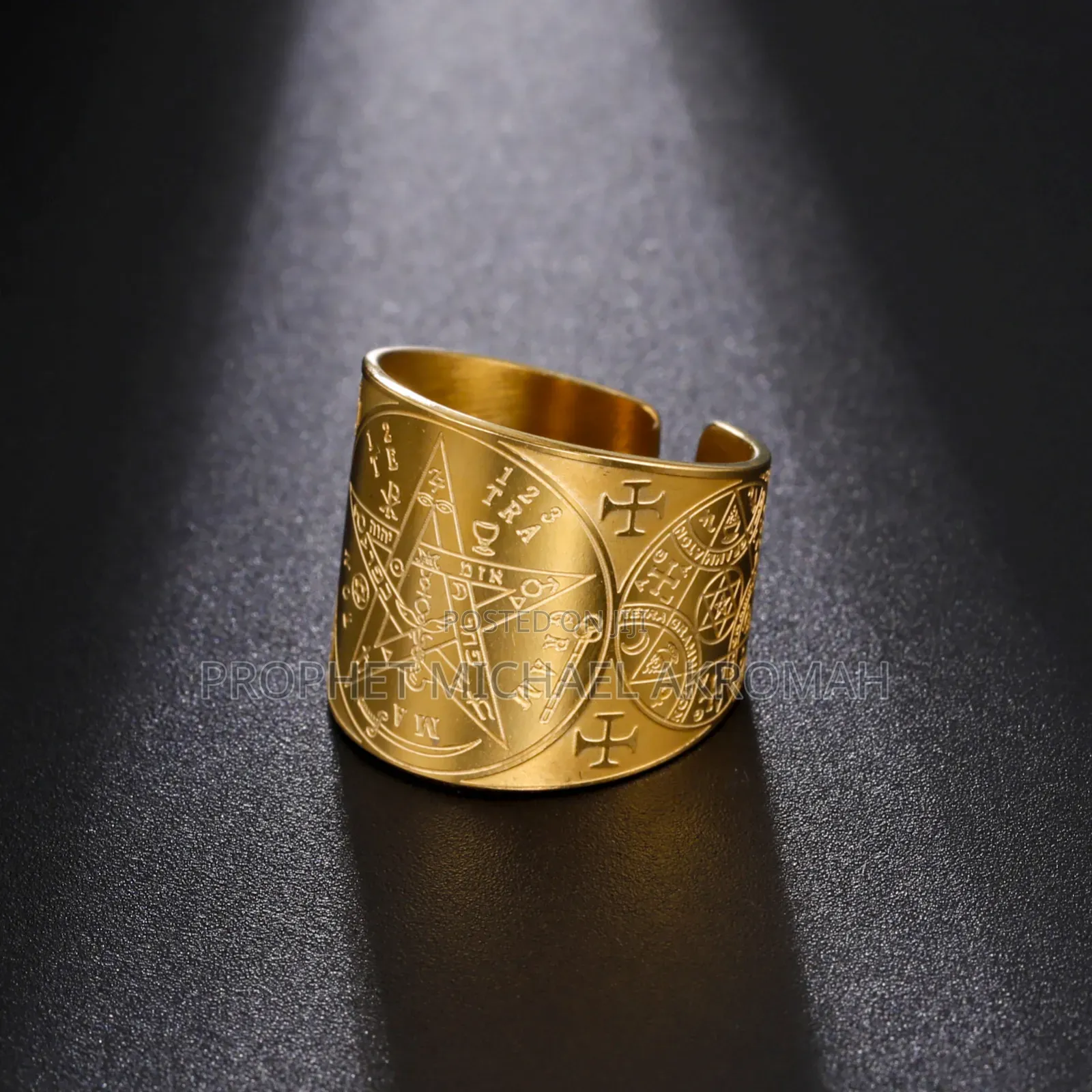 Tetragramaton Ring Amulet Gold and Silver Colour