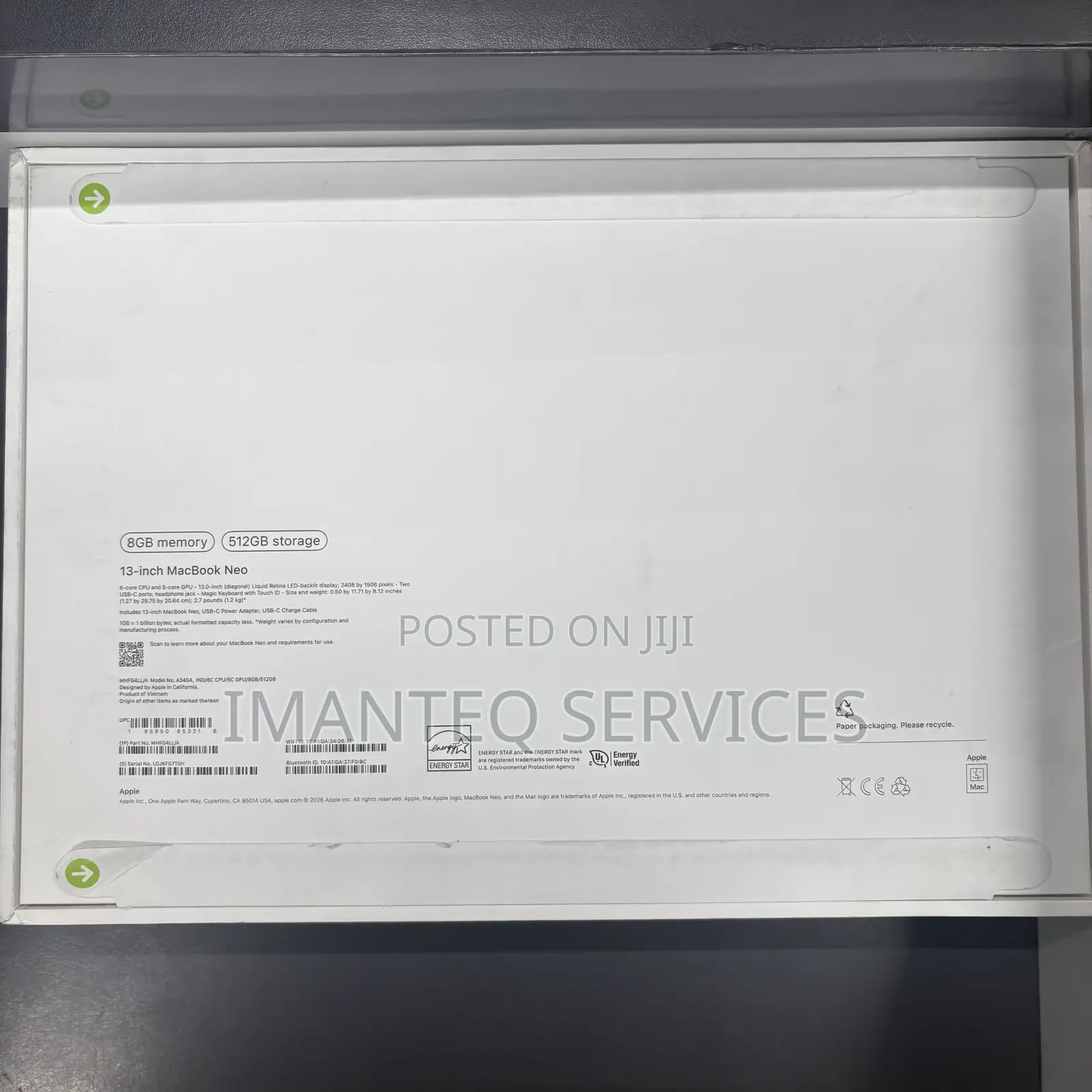 New Laptop Apple MacBook Neo 2026 8GB SSD 512GB
