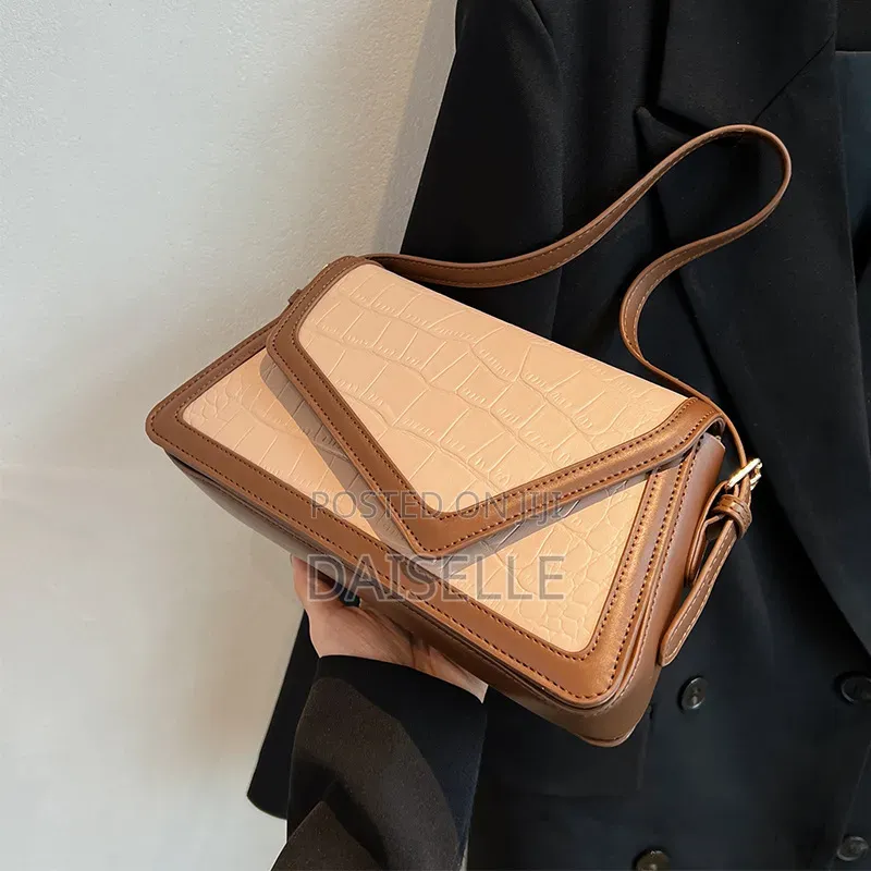 Thick Leather Asymmetric Flap Bag