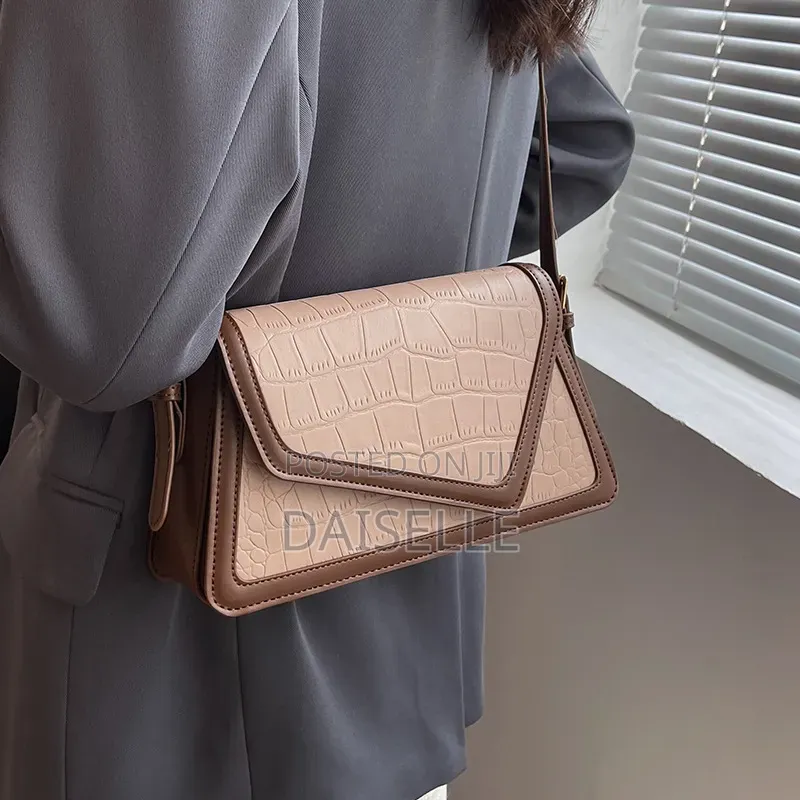 Thick Leather Asymmetric Flap Bag