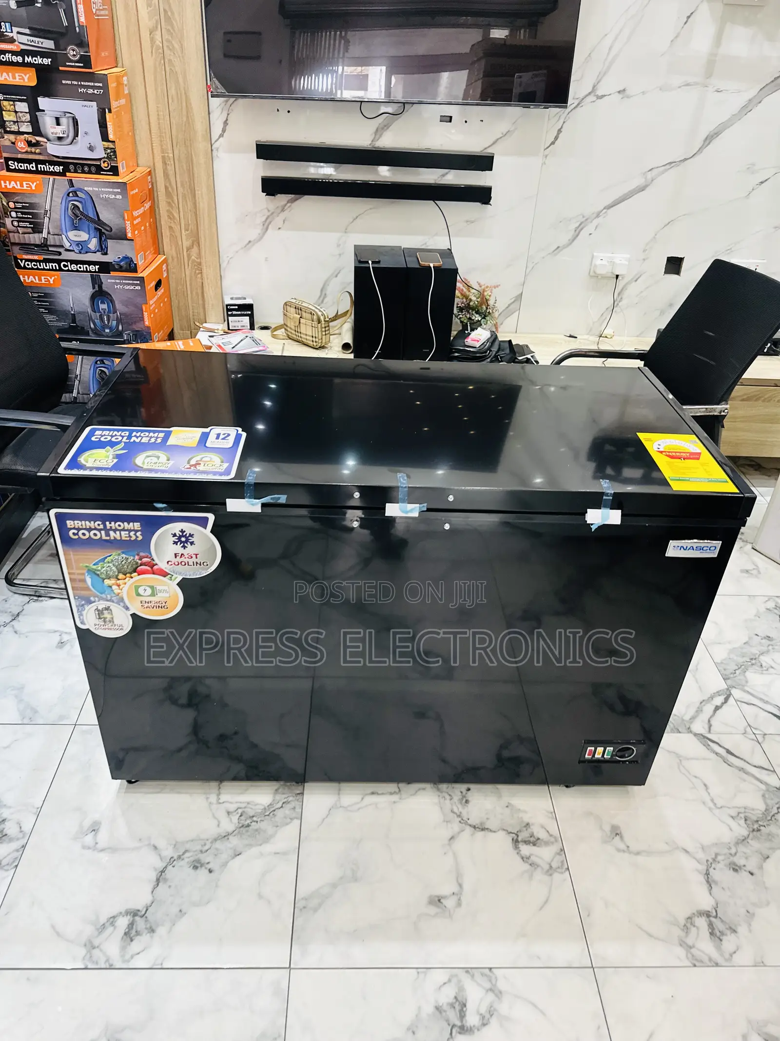 Available Now at Store Chest Freezer Single Door Black 400l Nasco