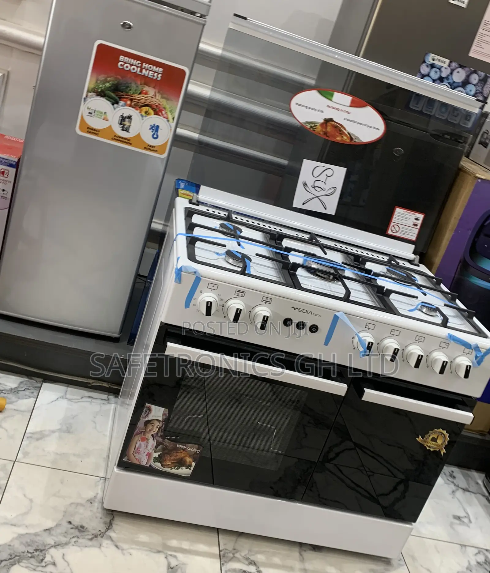 Newest Update Mediatech 60x90 White Gas Cooker