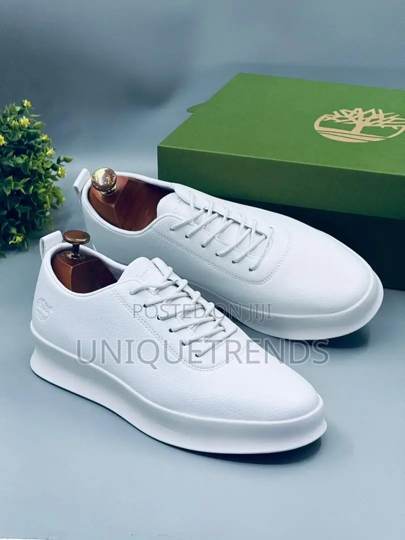 Quality Timberland Lace-Up Casual Sneakers (All White)