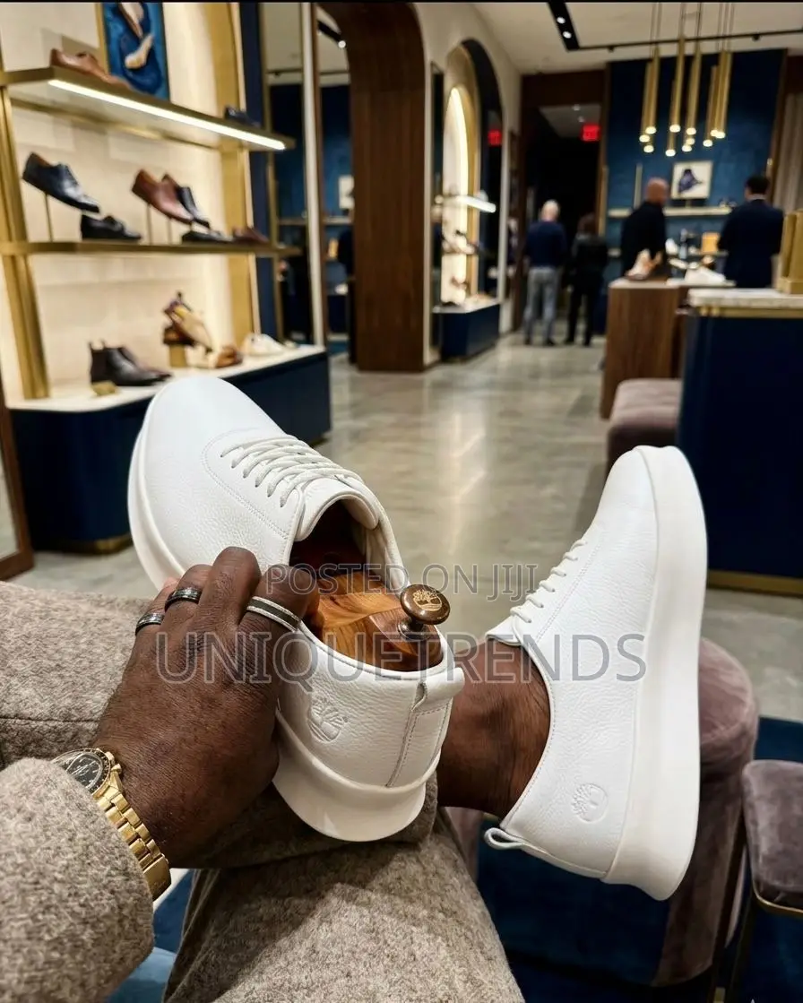 Quality Timberland Lace-Up Casual Sneakers (All White)