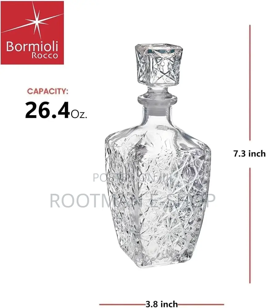 Crystal Solid Whiskey Decanter 24 Oz Barware