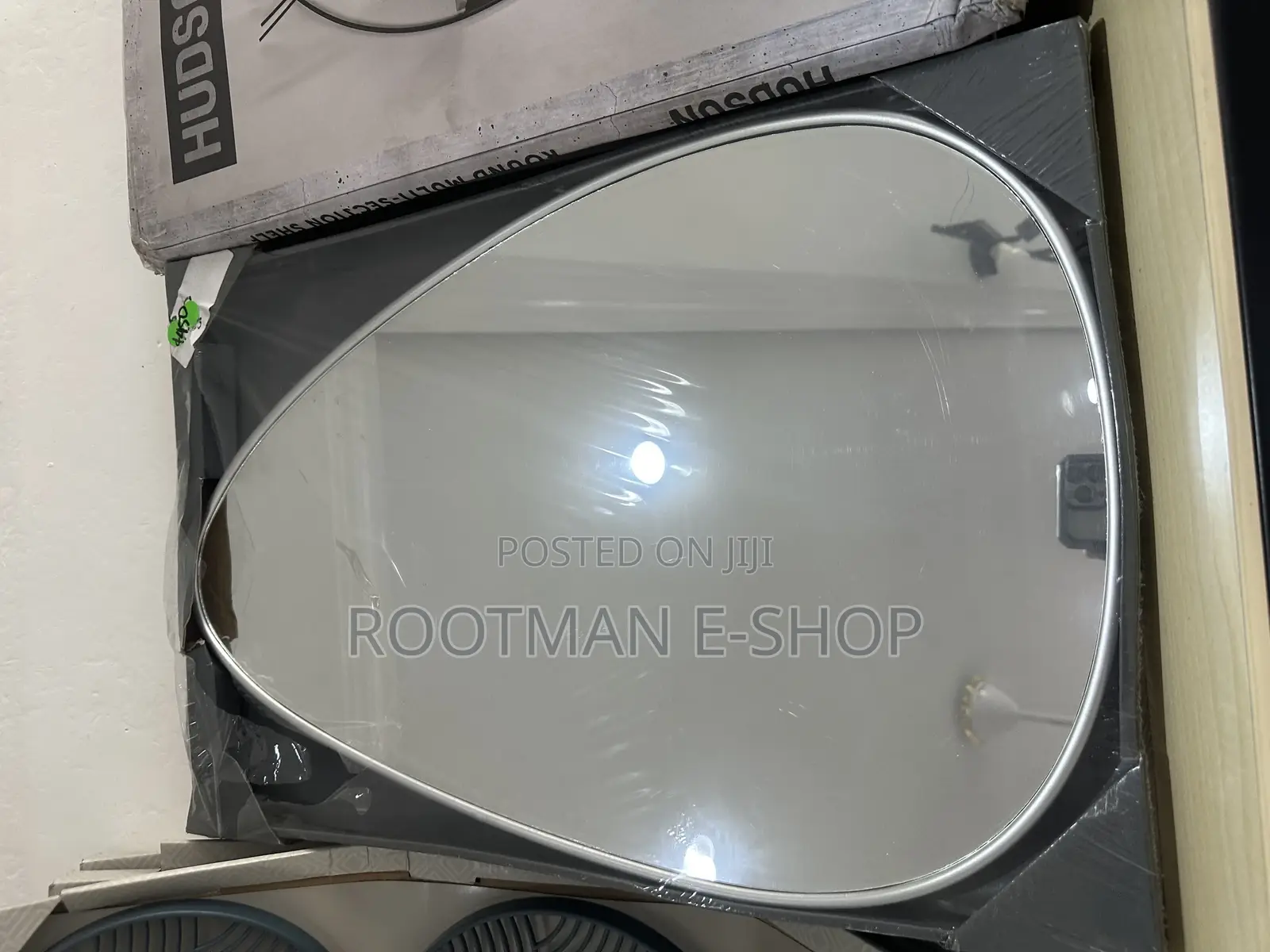 Pebble Wall Mirror Black Metal Frame Asymmetrical Wall Mounted