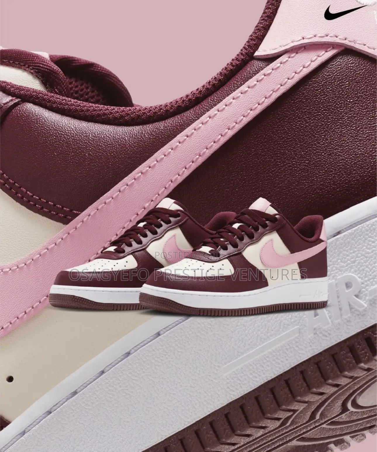 High Quality Burgandy Nike Af1