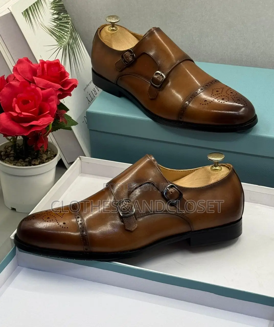 Brown Leather Monk Strap Shoes From Steve Riot.