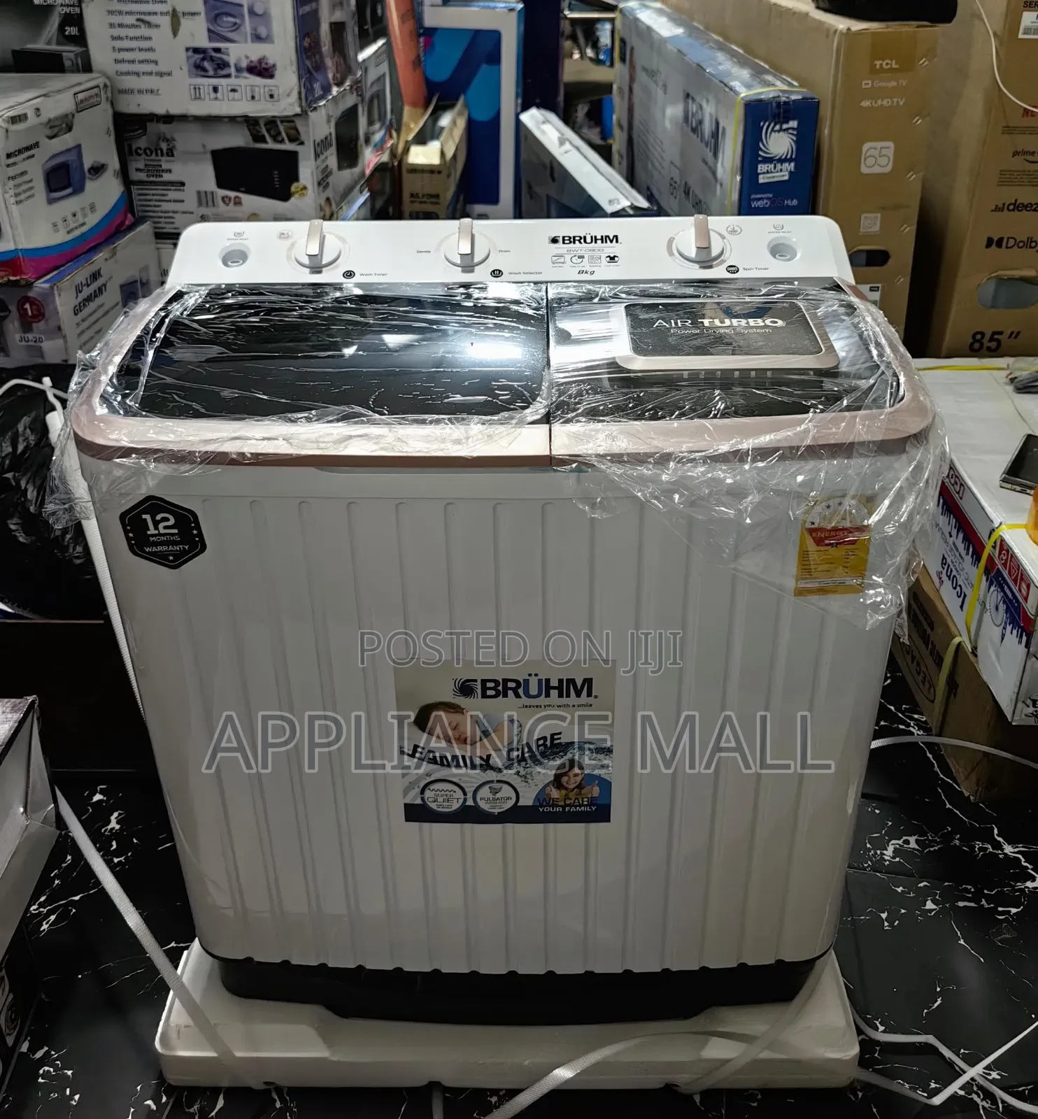 Bruhm Washing Machine 8kg Semi Automatic