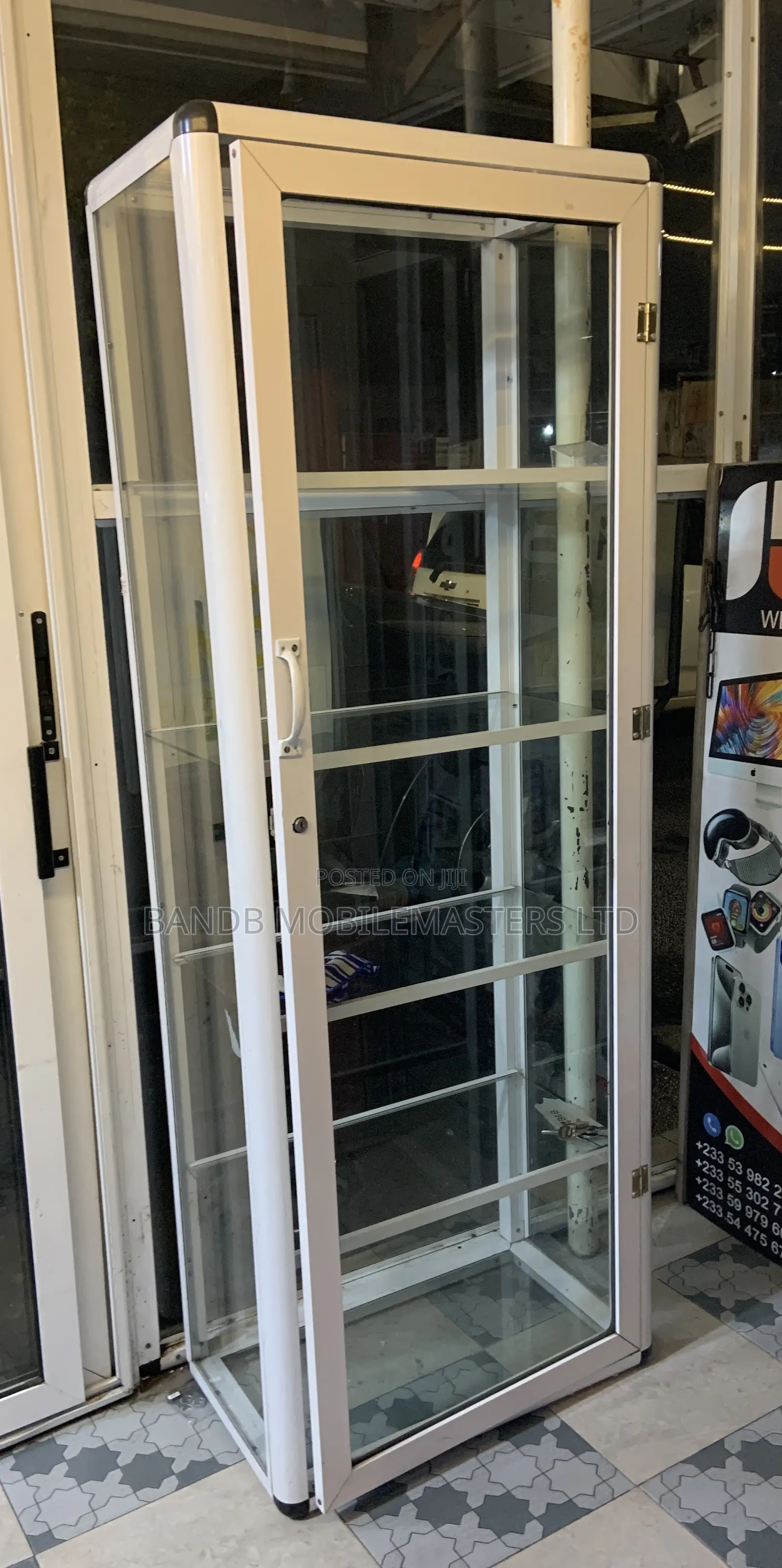 Tall Aluminum Glass Showcase Display Cabinet