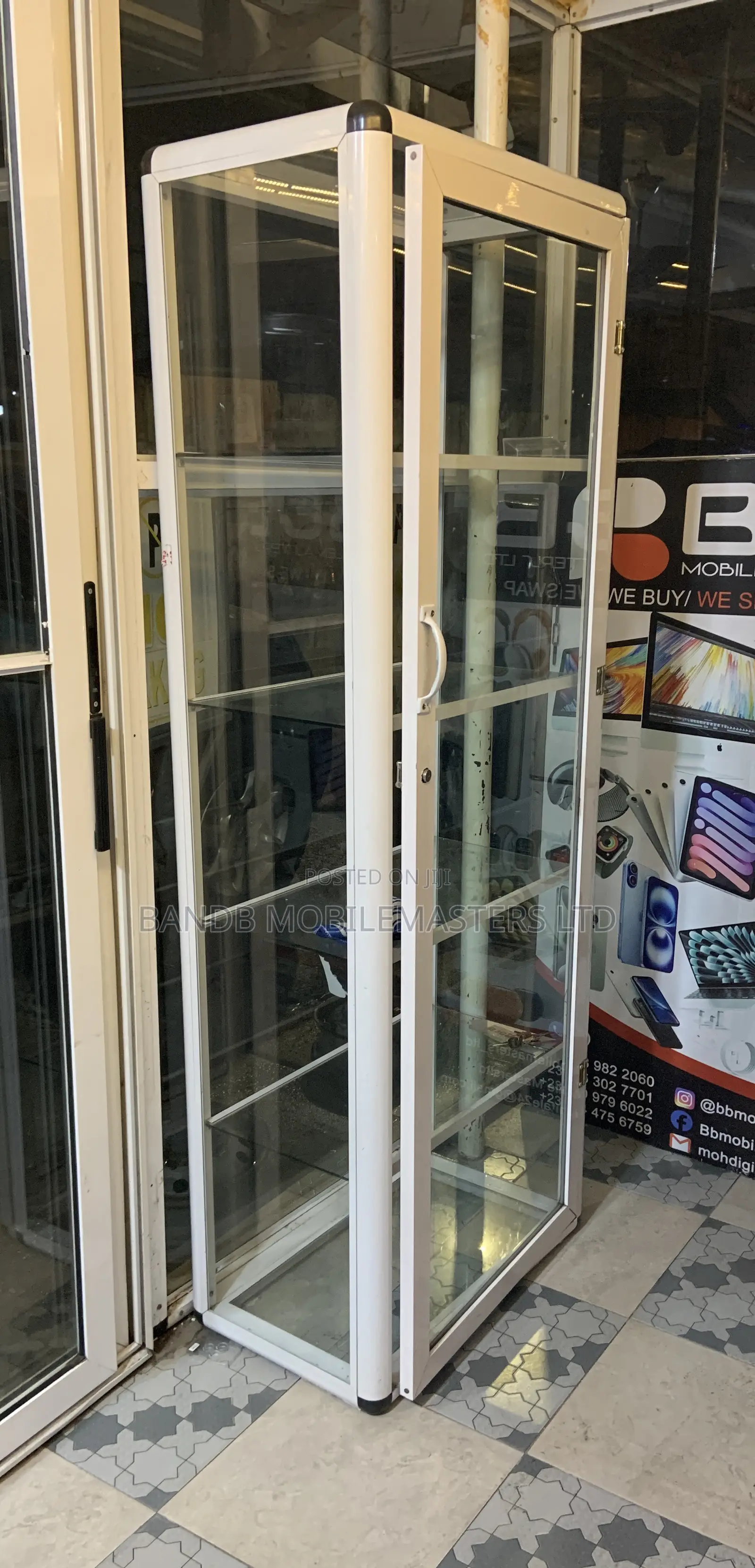 Tall Aluminum Glass Showcase Display Cabinet