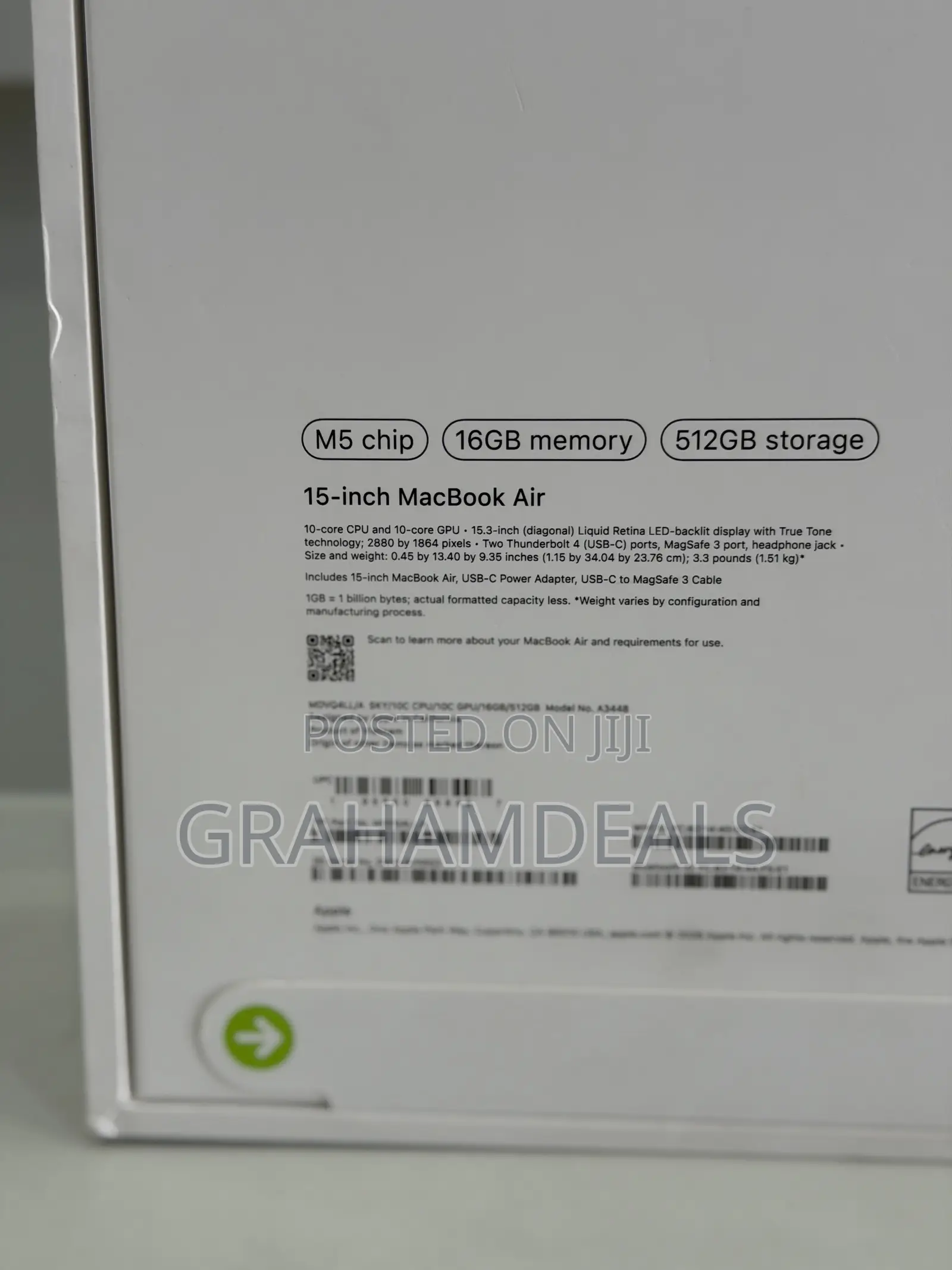 New Laptop Apple MacBook Air 2026 M5 15-inch 16GB Apple M5 SSD 512GB