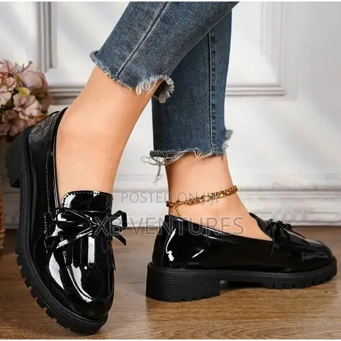 Glossy Brown Solid Sole Ladies Office and Casual Shoes
