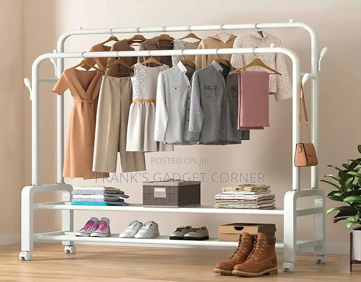 Metal Clothes Rack With Hanging Rails