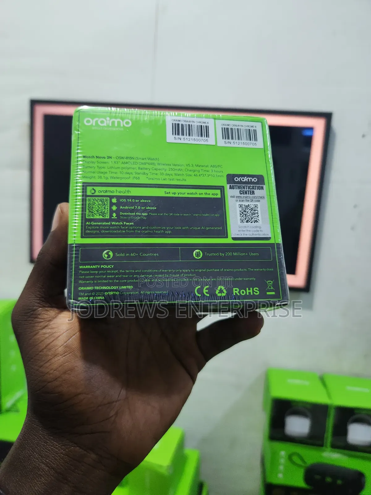 Oraimo Watch Nova 2n 1.93" Amoled 33- Day Standby Smart Watch