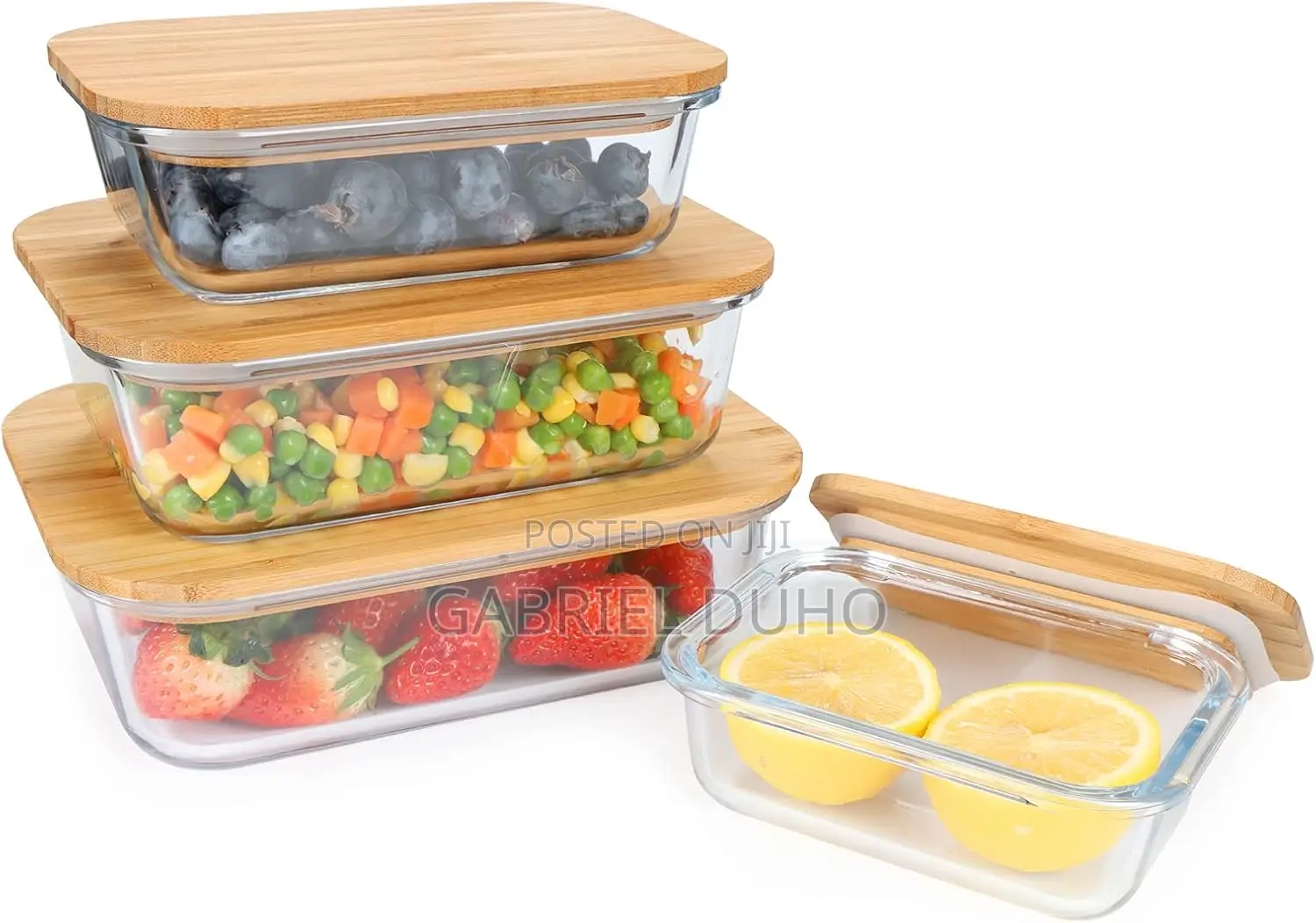 4-Sets Glass Storage Bowl With Bamboo Cover