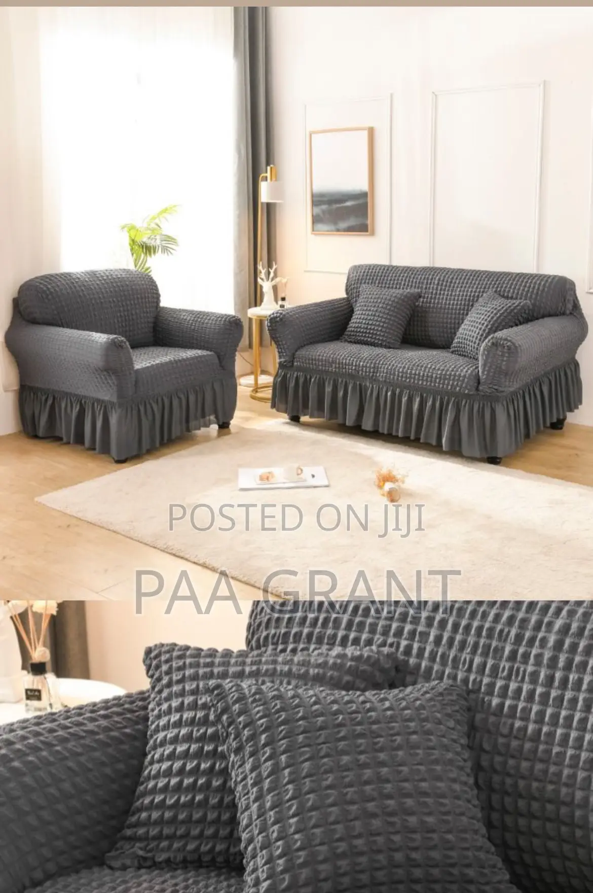 Stylish Protective Fit (Cotton 4 Pcs Sofa Skirt Covers In Diff Colors