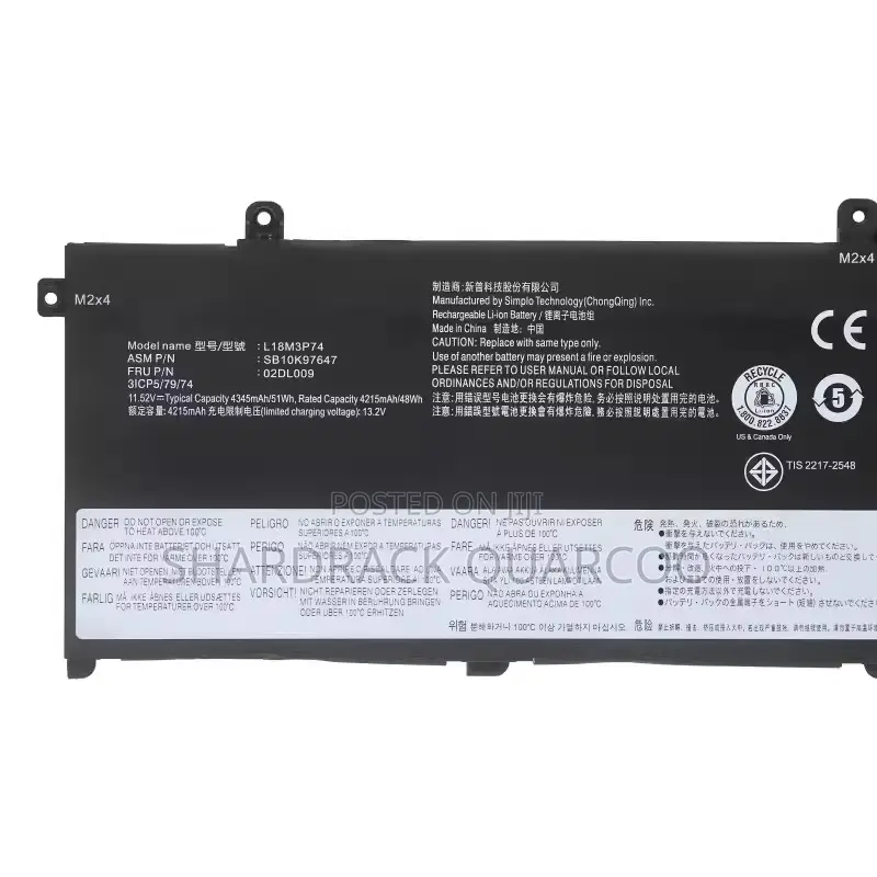 L18l3p73 Laptop Battery for Lenovo Thinkpad L18c3p72 T490 T495