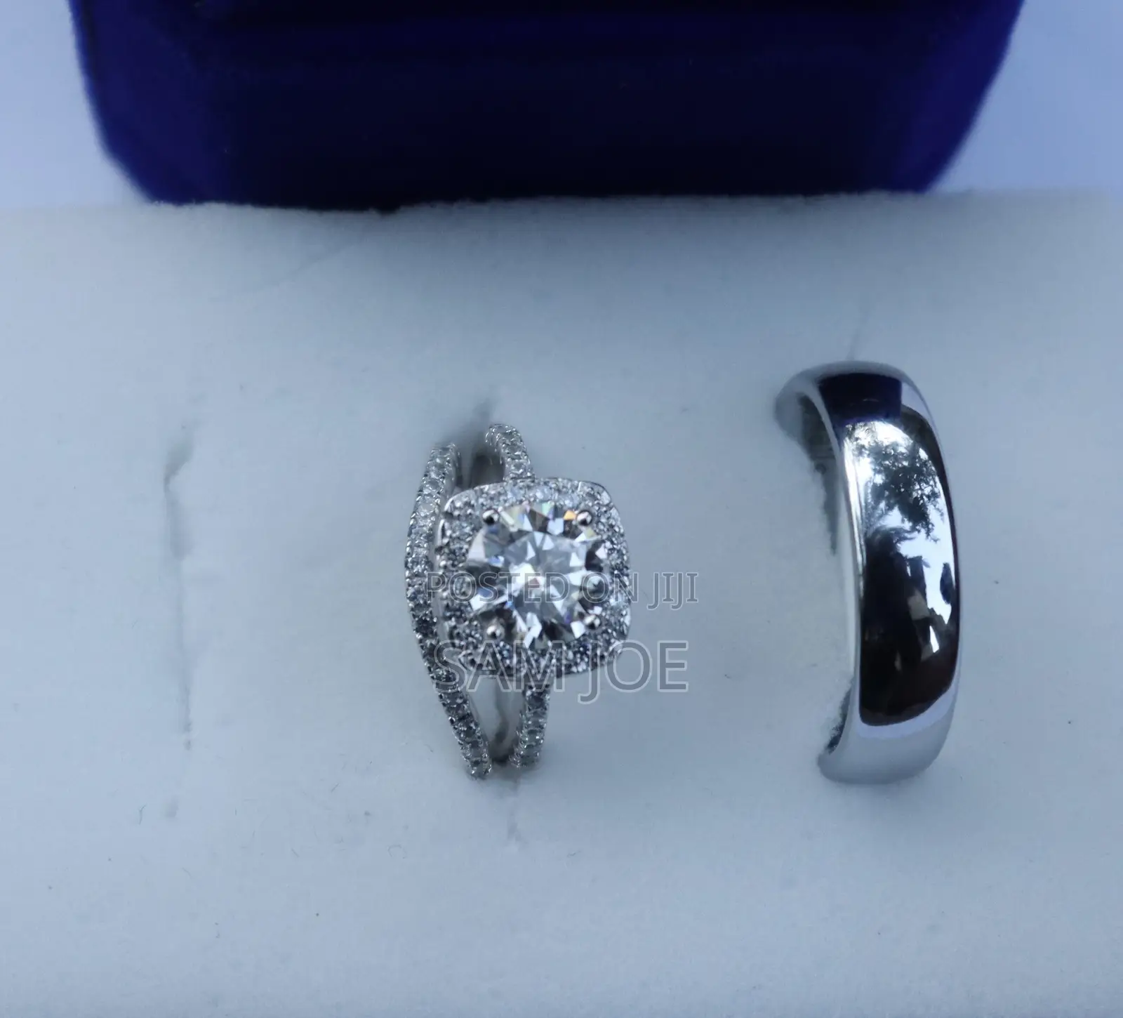 Tungsten Anti-Scratch Silver With Moissanite Wedding Rings