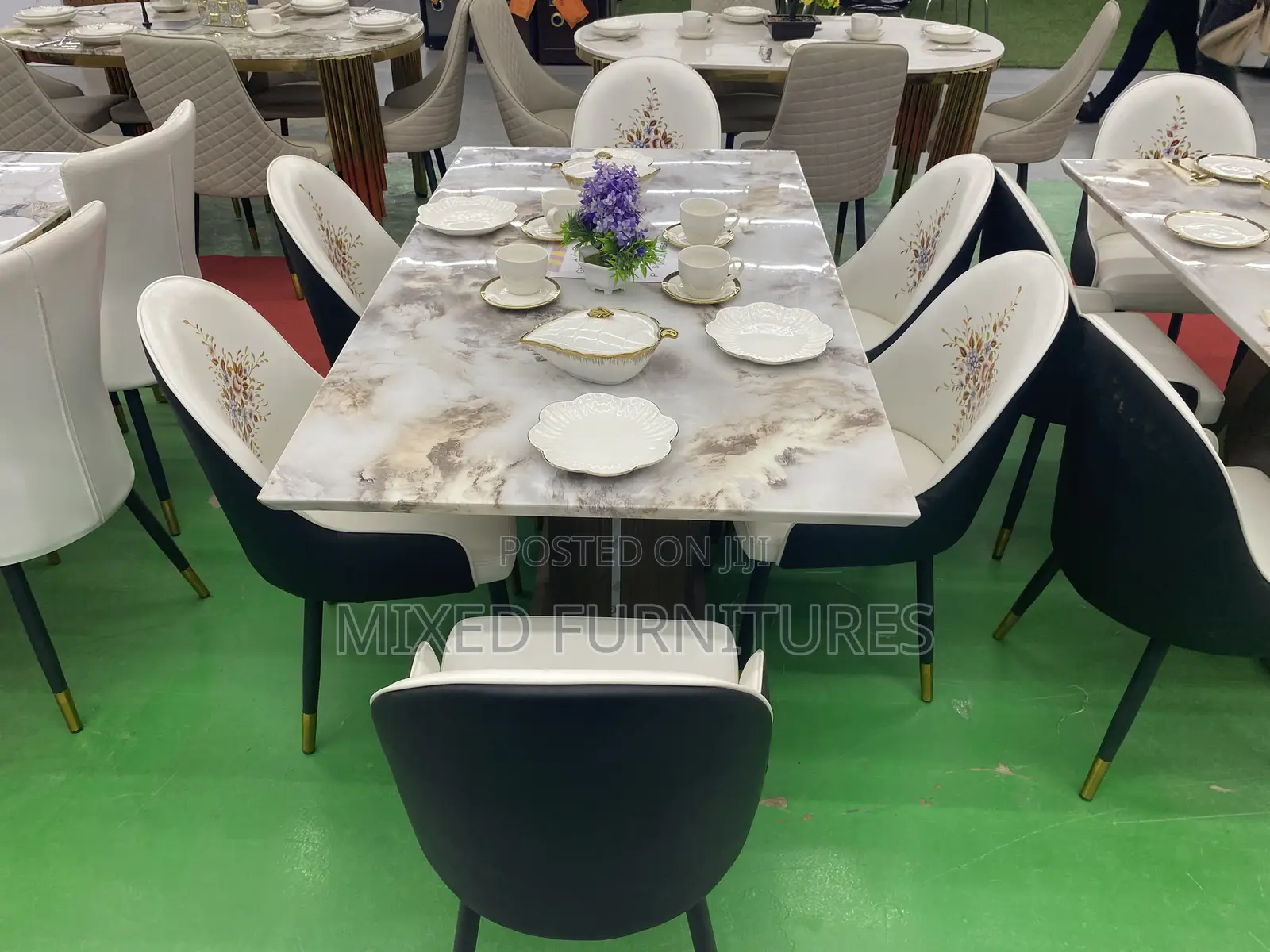 Executive Marble Table With Leather Chairs