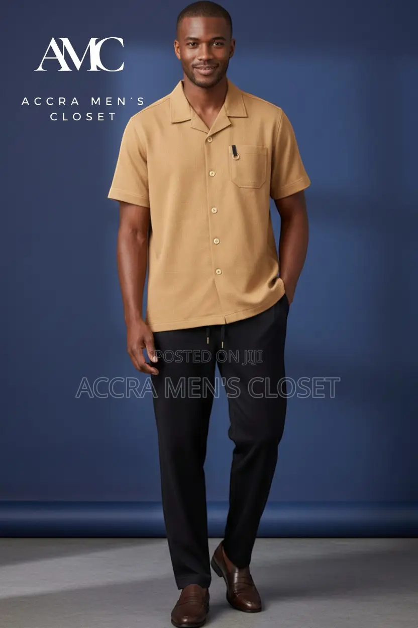 Men's Two Piece Set, Short Sleeve Casual Shirt Matching Trousers