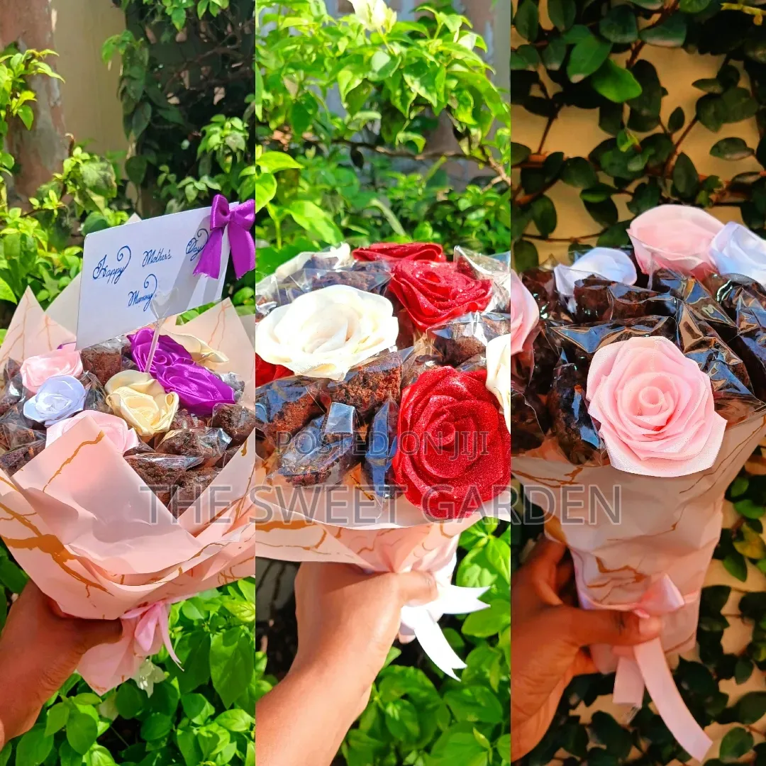 Brownie Bouquet With Satin Roses