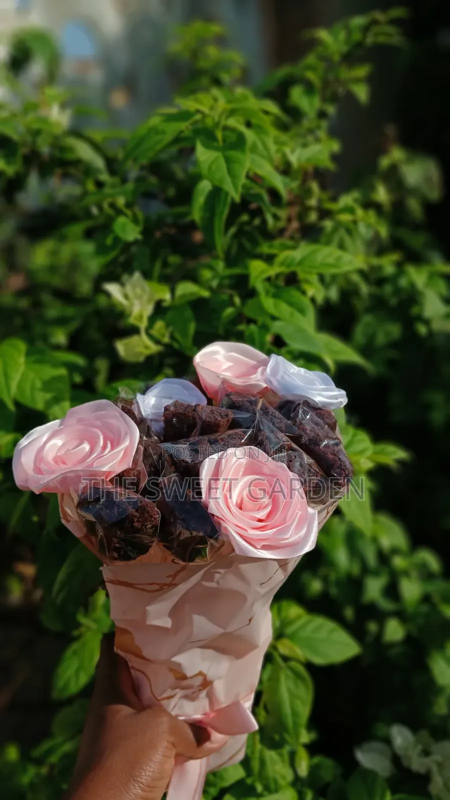 Brownie Bouquet With Satin Roses
