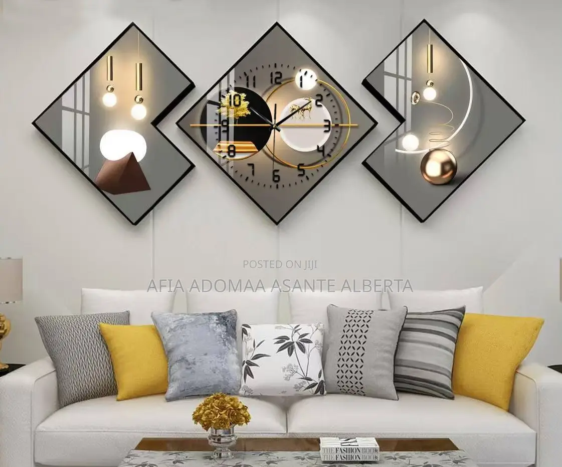Luxurious Design Wall Decorative Painting With Clock