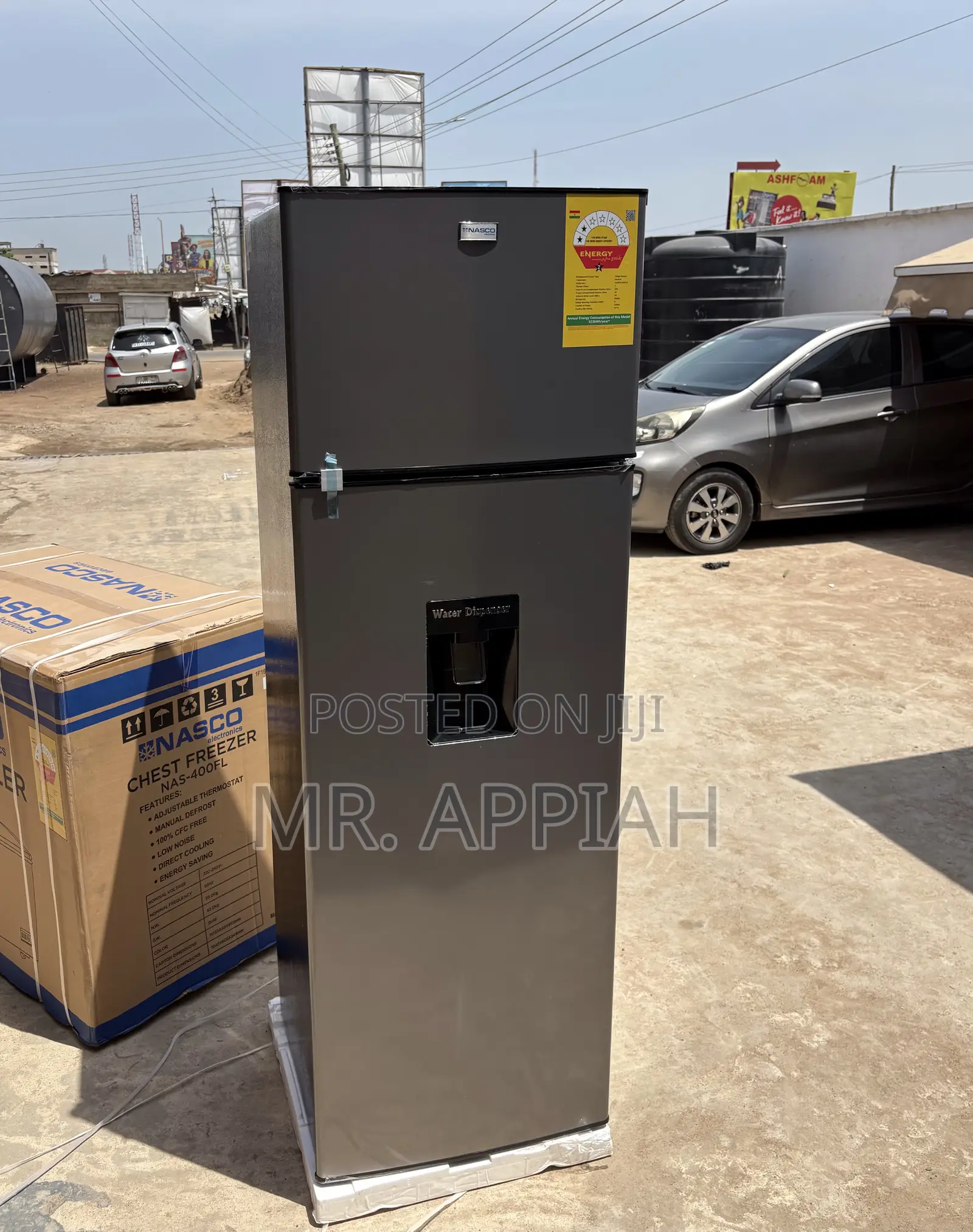 Sleek Stainless Steel Nasco Nasf2-320fld Double Door Refrigerator.