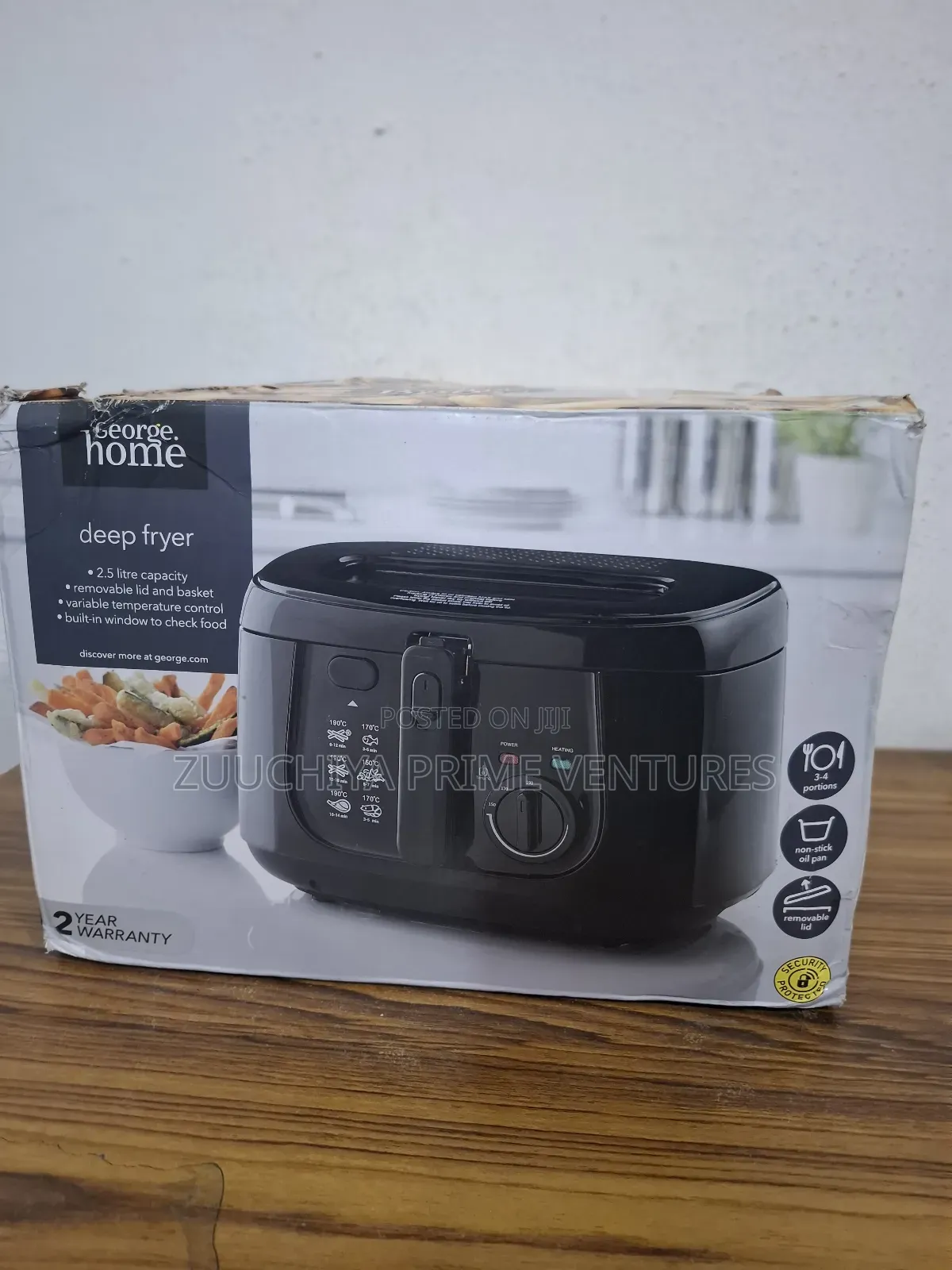 2.5l George Home Plastic Black Deep Fryer From Uk 