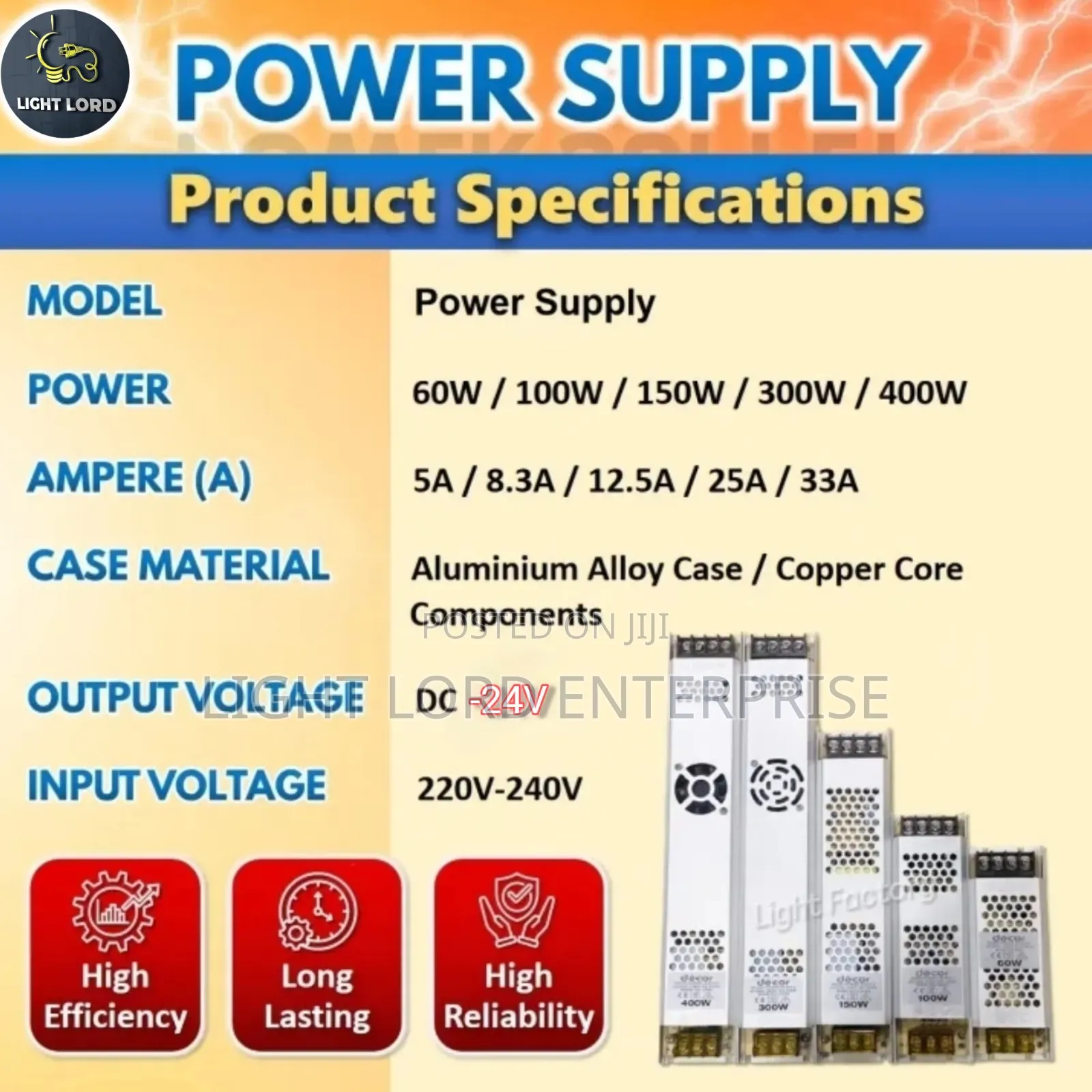 Premum Quality Wild Application 400watts Power Supply 24v