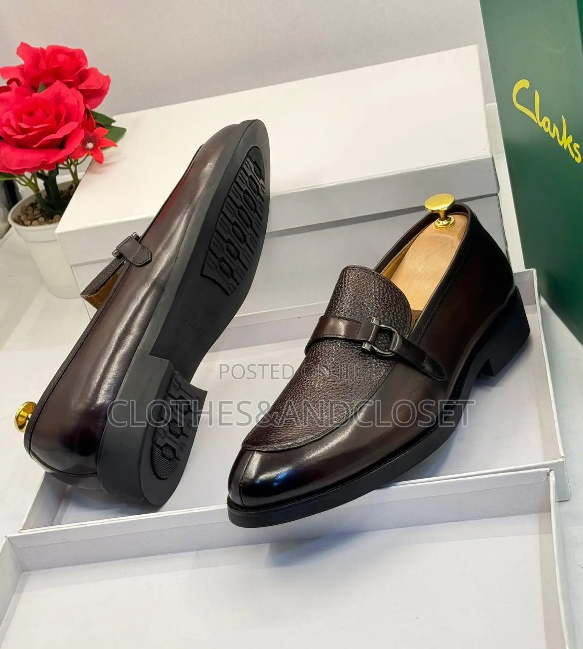 Brown Leather Clarks Loafers