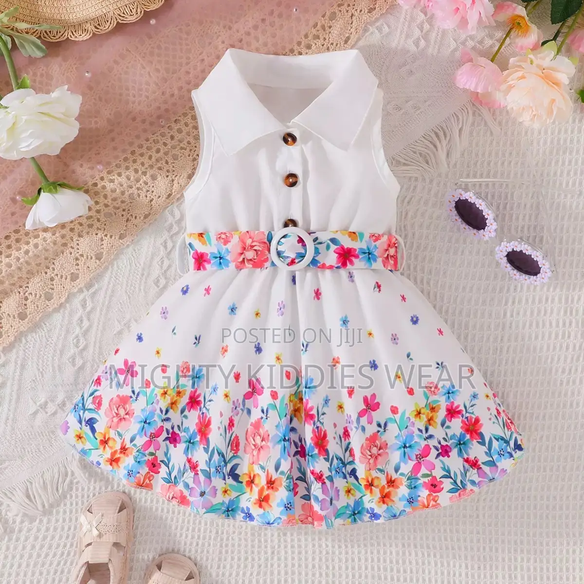 Shirt Collar Sleeveless Open Chest Plus Belt Hem Age 1-3yrs Only