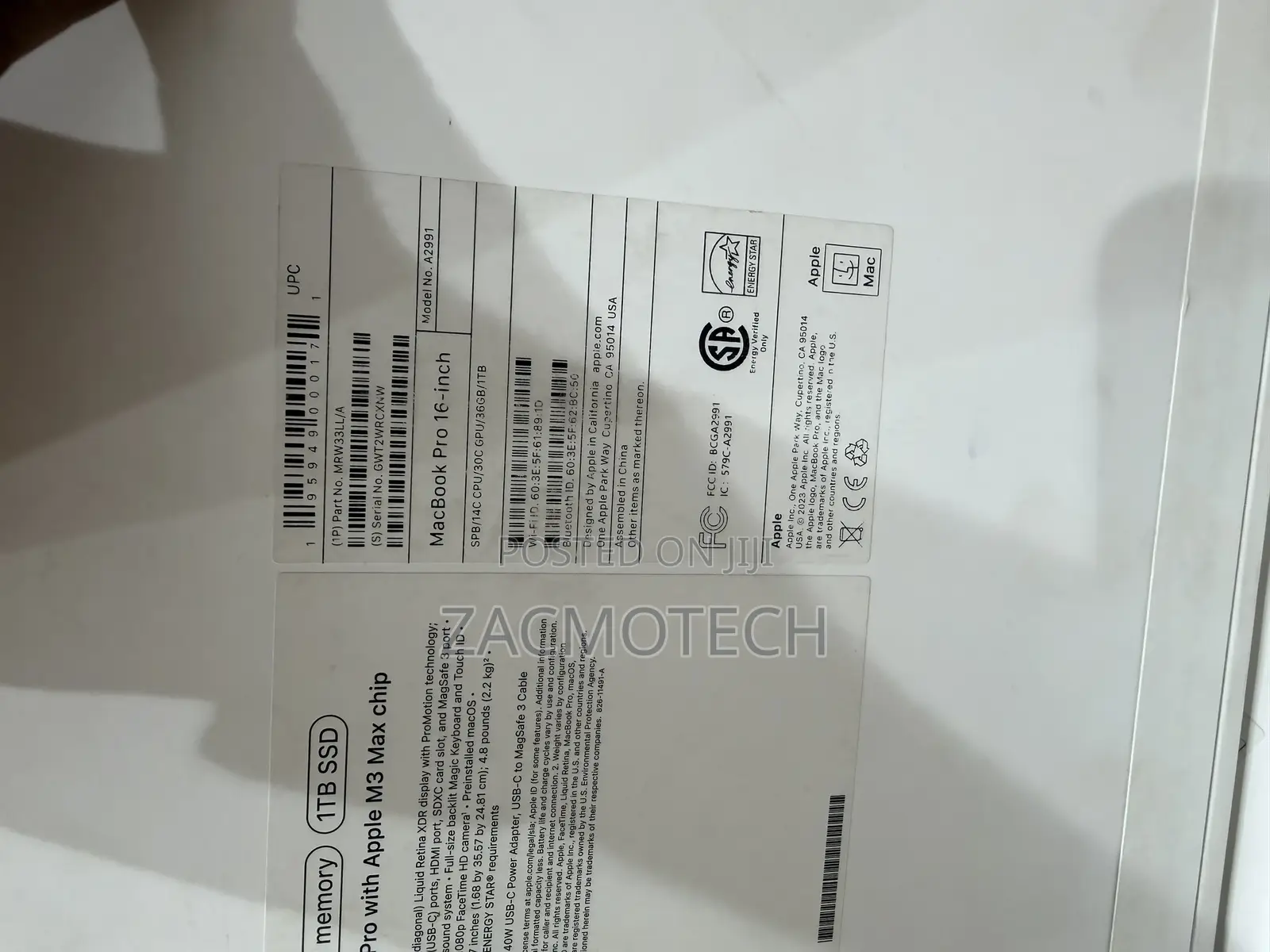 New Apple MacBook Pro 2023 M3 Max 16-inch 36GB Apple M3 Max SSD 1T