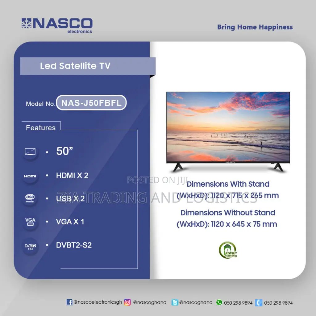 Nasco 50 Inches Led Flat Television Google Smart Television -