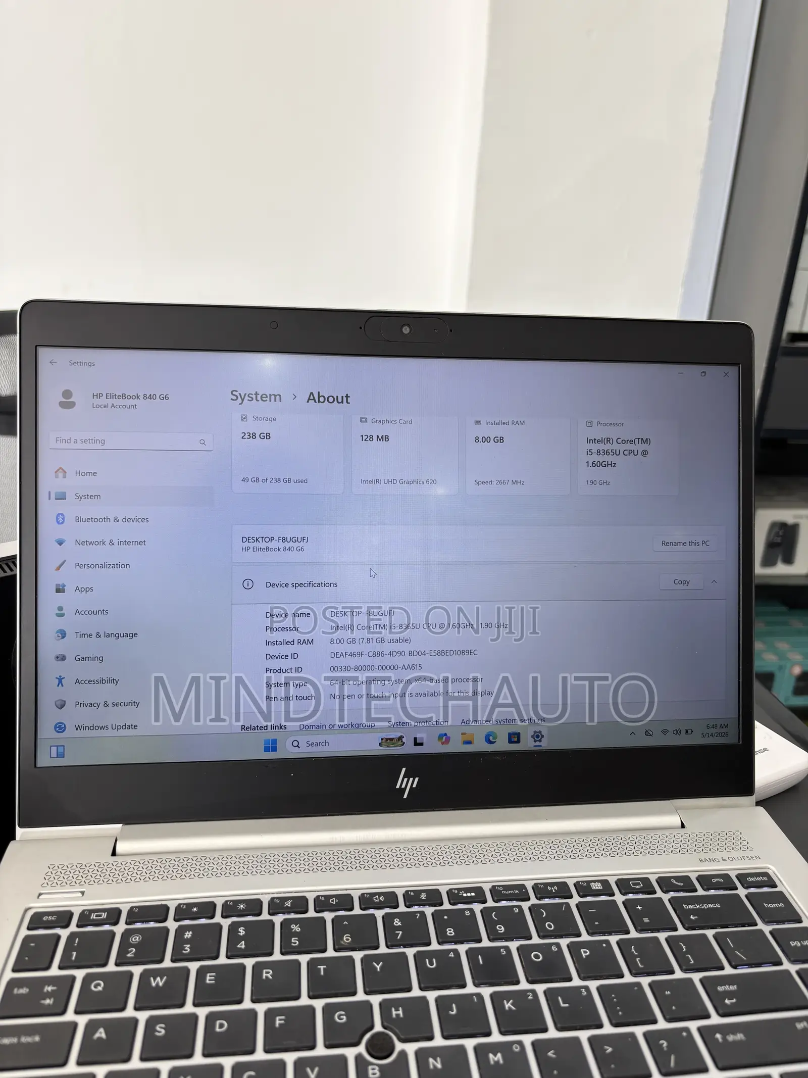 Laptop HP EliteBook 840 G6 8GB Intel Core i5 SSD 256GB