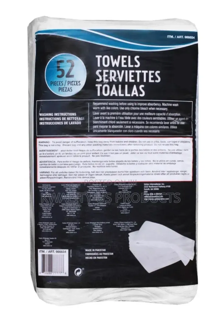 Unitex 100% Cotton Cleaning Towels - 5 Pack
