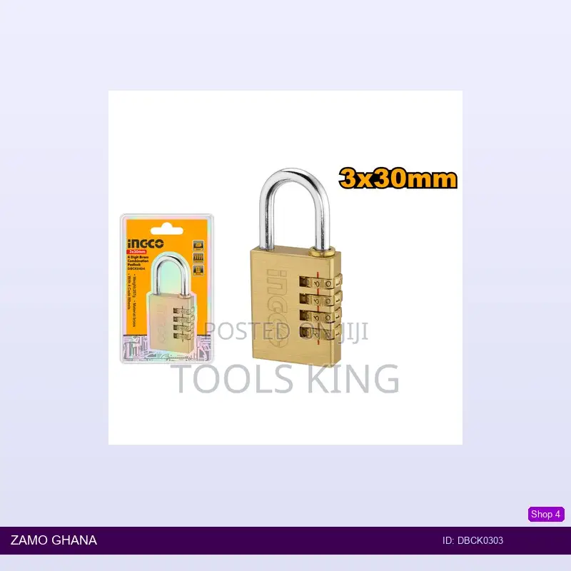 3 Digit Bra Combination Padlock 3x30mm - Dbck0303