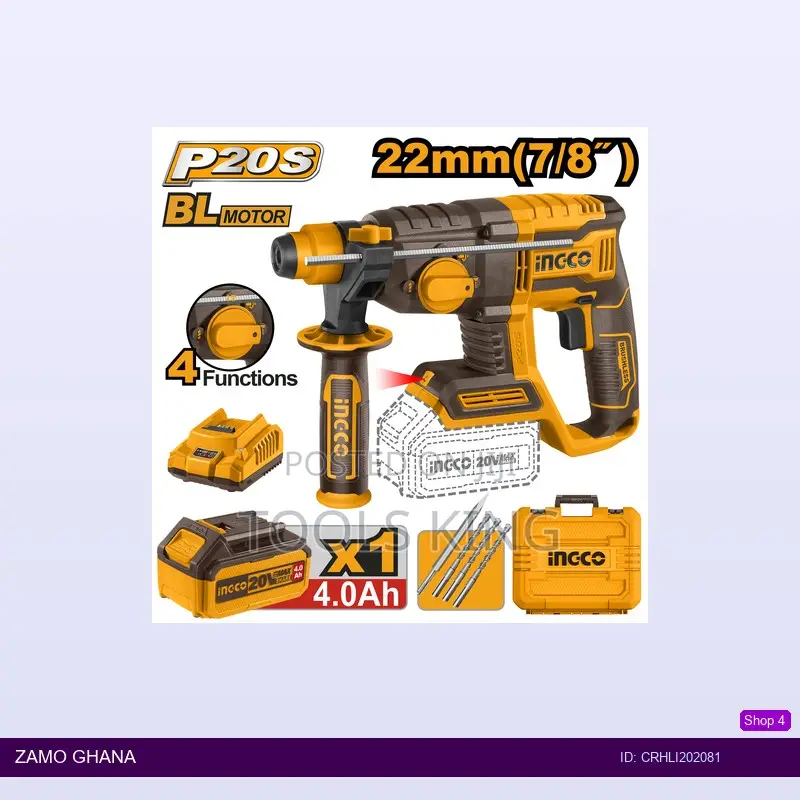 Cordless Rotary Hammer Set 20v 20mm Battery - Crhli202081
