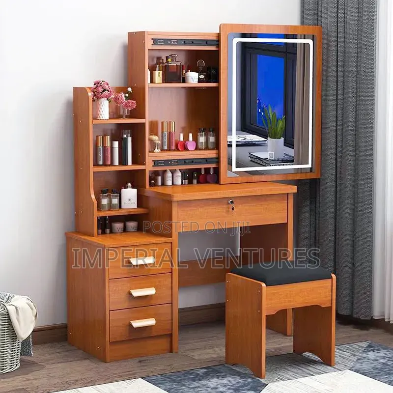 Coffee Colour Dresser With Led Light and Sections