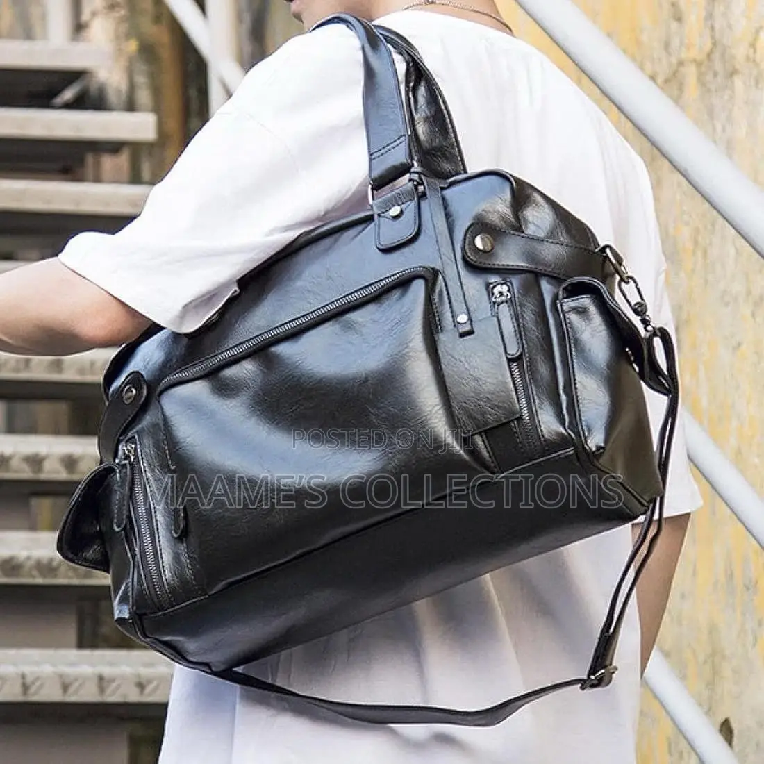 Solid Leather Duffel Bag / Travel Bag