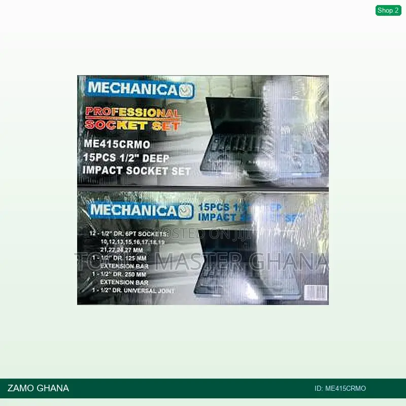 15pcs 1/2inch Deep Impact Socket Set Mechanica - Me415crmo